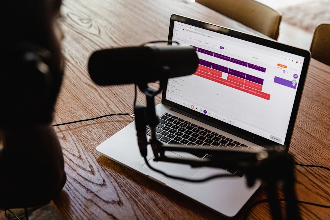 Microphone and notebook on a table before a celebrity interview